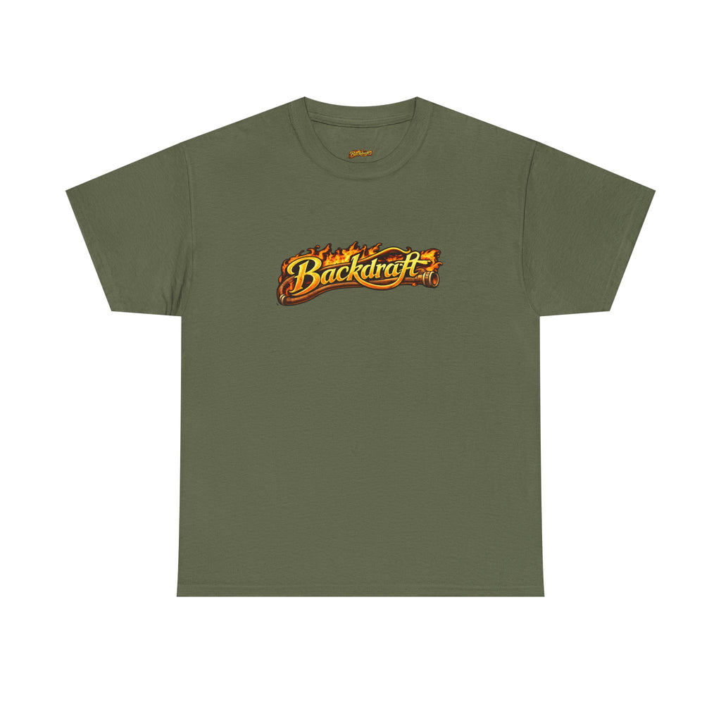 Backdraft Flame Logo Tee — Graphic White T-Shirt