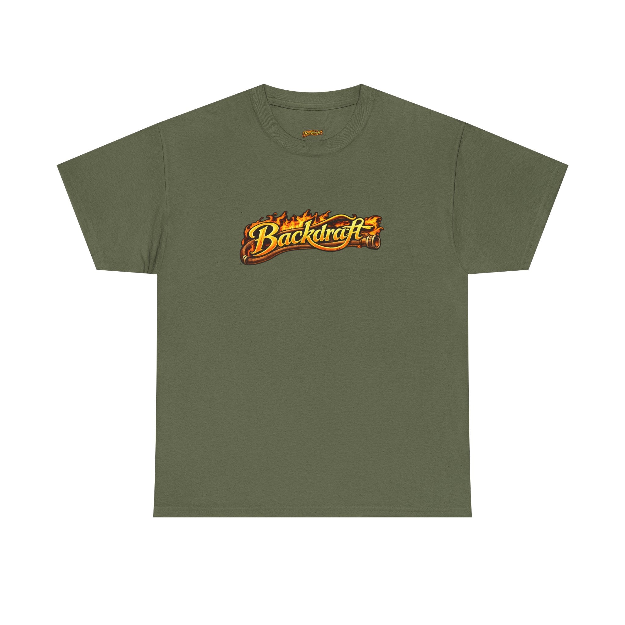 Backdraft Flame Logo Tee — Graphic White T-Shirt