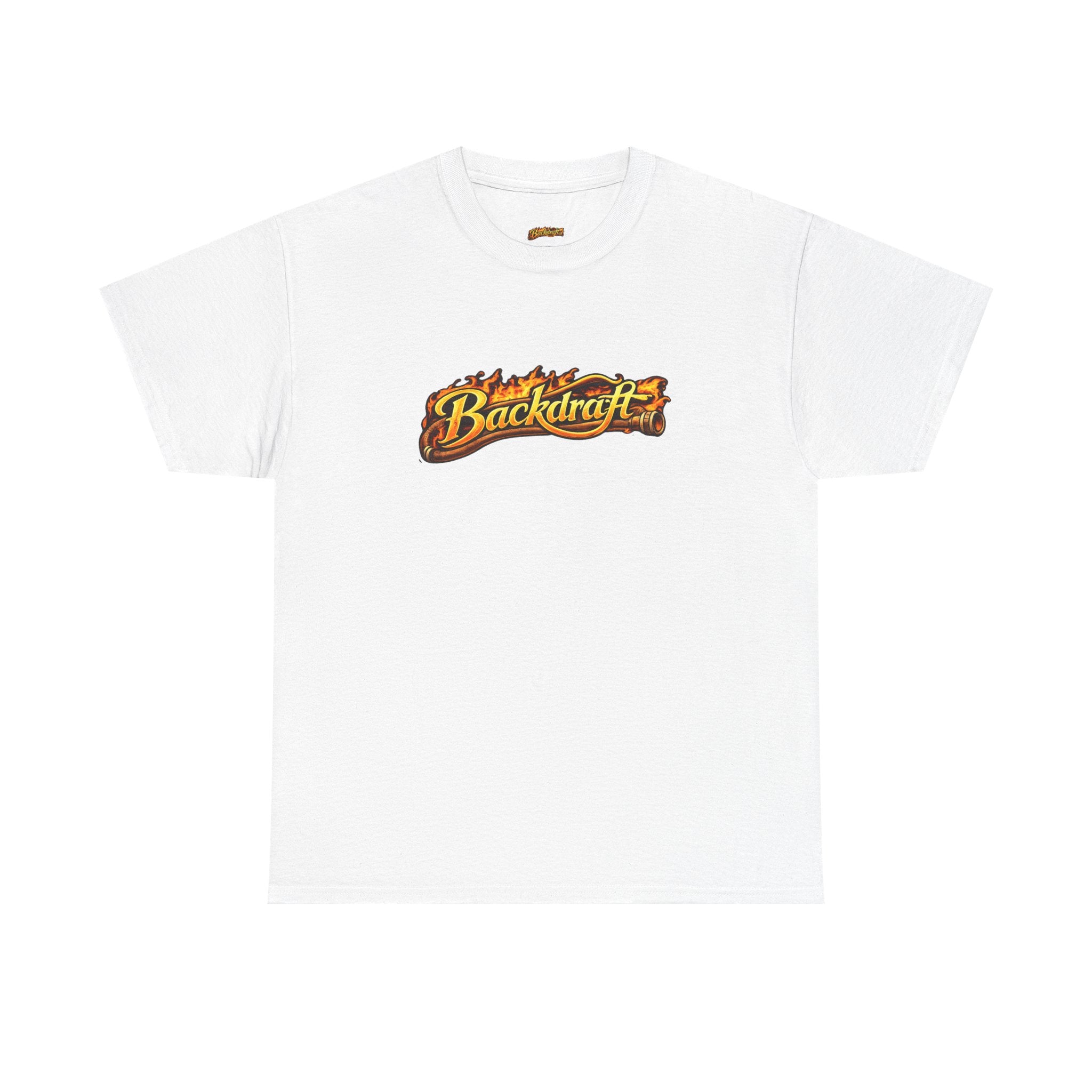Backdraft Flame Logo Tee — Graphic White T-Shirt
