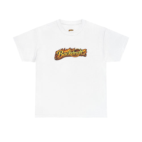 Backdraft Flame Logo Tee — Graphic White T-Shirt