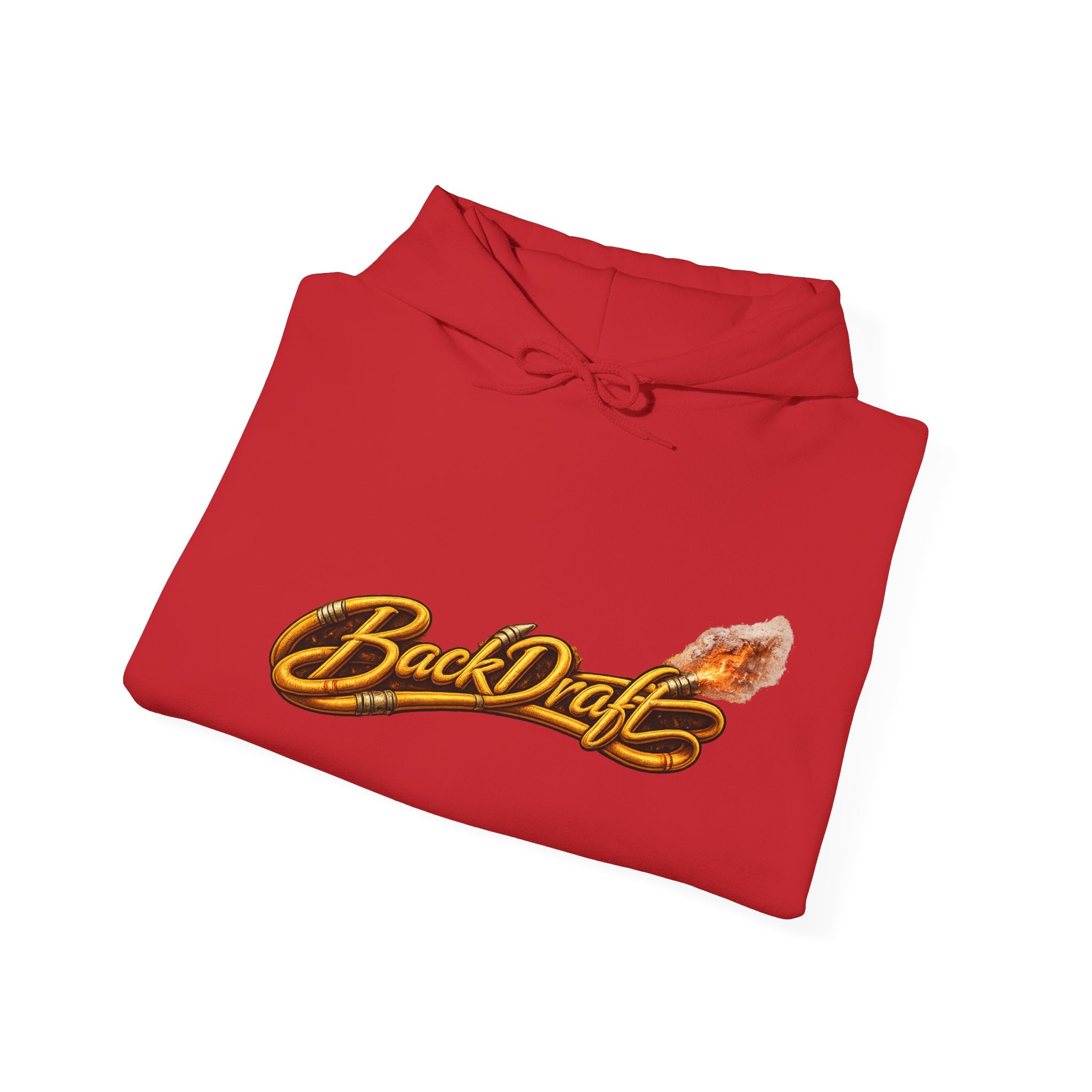 BackDraft Logo Hoodie — Retro Flame Script Pullover