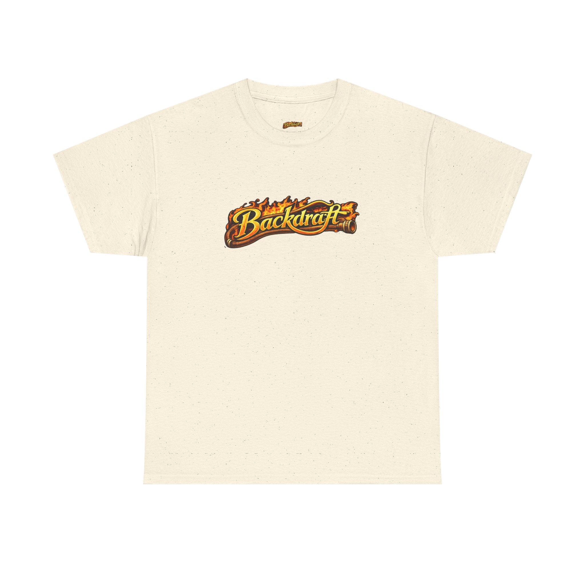 Backdraft Flame Logo Tee — Graphic White T-Shirt