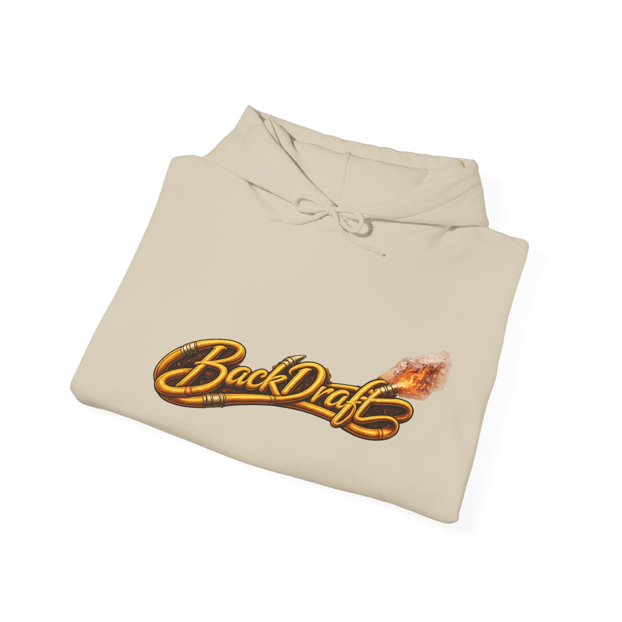 BackDraft Logo Hoodie — Retro Flame Script Pullover