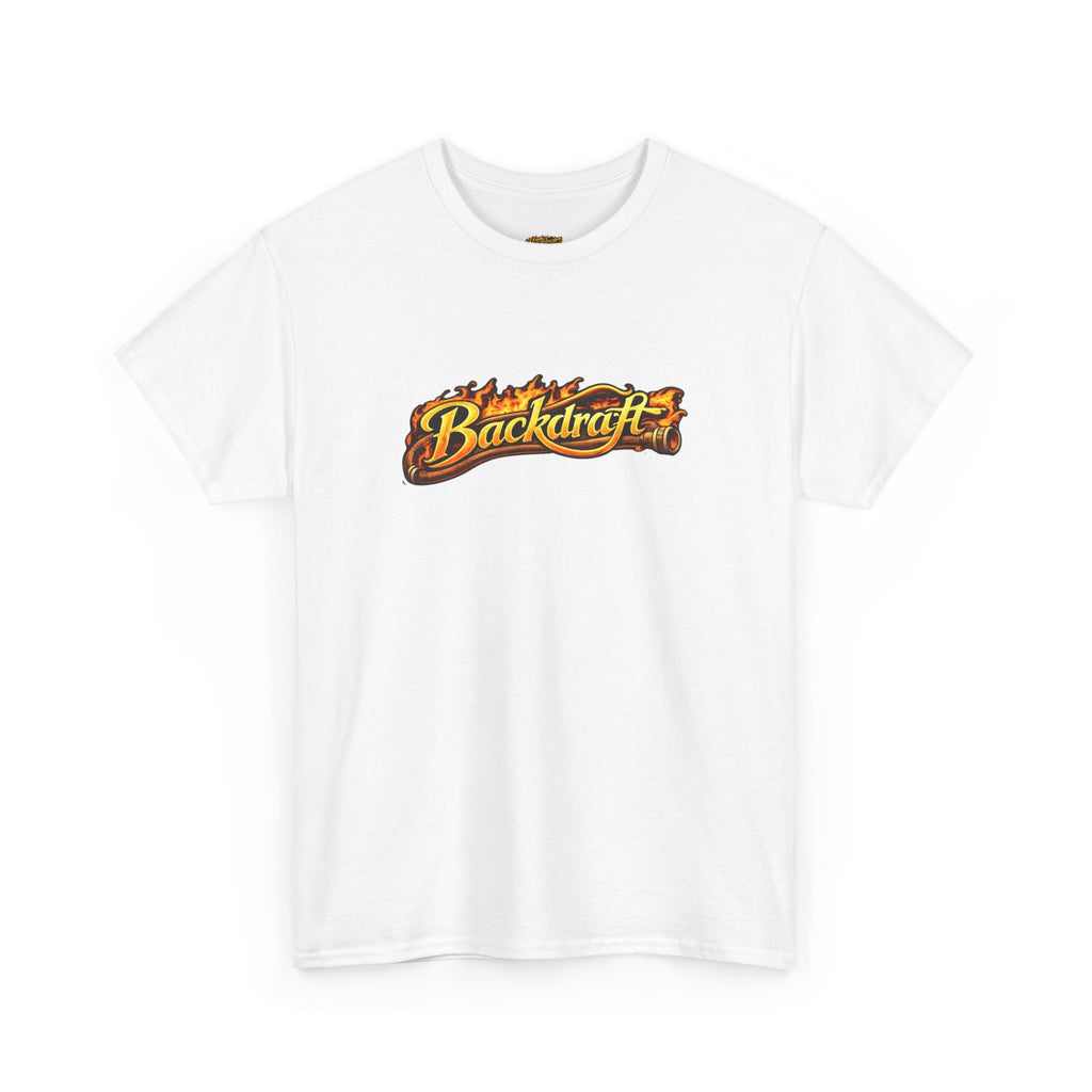 Backdraft Flame Logo Tee — Graphic White T-Shirt