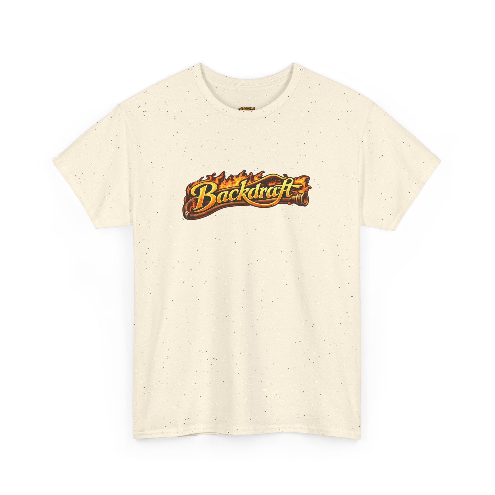 Backdraft Flame Logo Tee — Graphic White T-Shirt