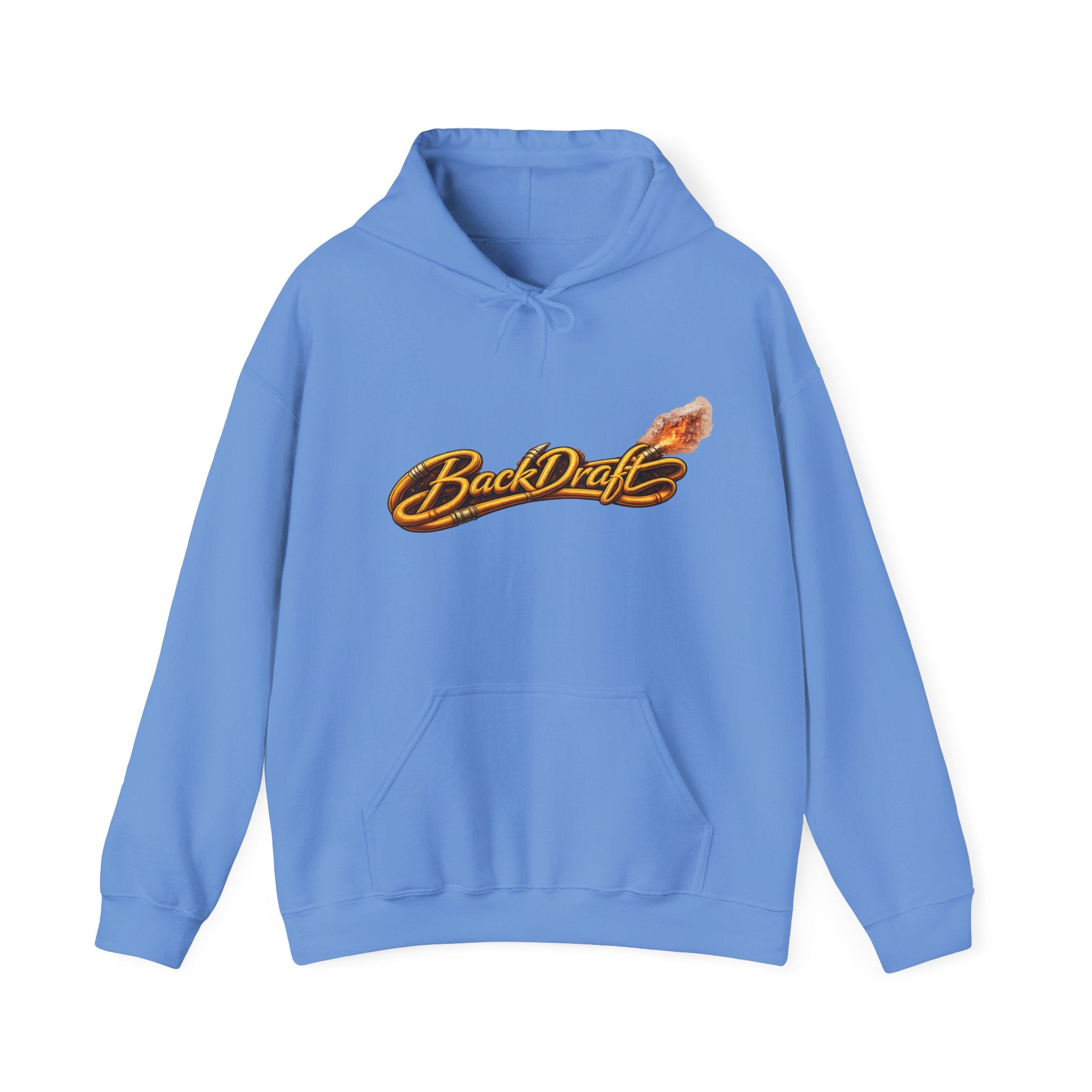 BackDraft Logo Hoodie — Retro Flame Script Pullover