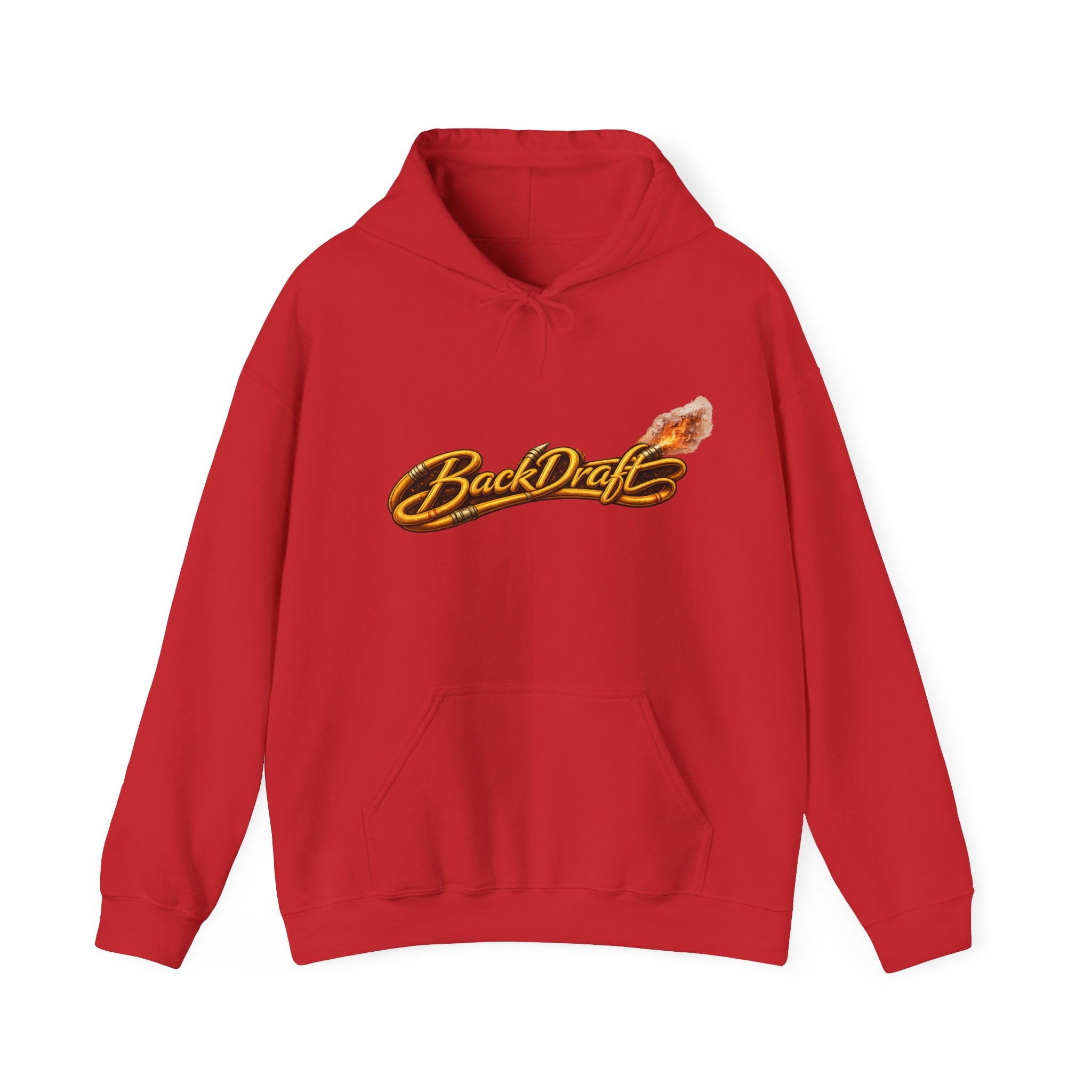 BackDraft Logo Hoodie — Retro Flame Script Pullover