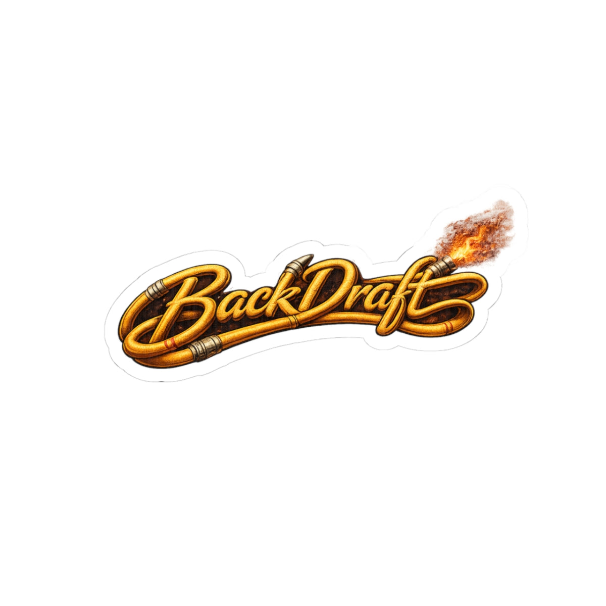 BackDraft Fire Logo Sticker — Kiss-Cut Flame Decal for Laptops & Gear